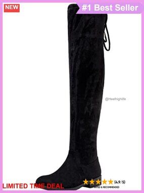 Synthetic Suede Over the Knee Flat Heel Thigh High Tall Boots Side Zip